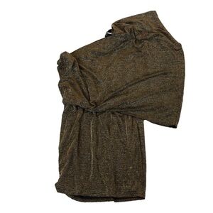 Main Strip Womens Dress Sz L Gold Metallic Asymmetrical Black Sparkle Dance